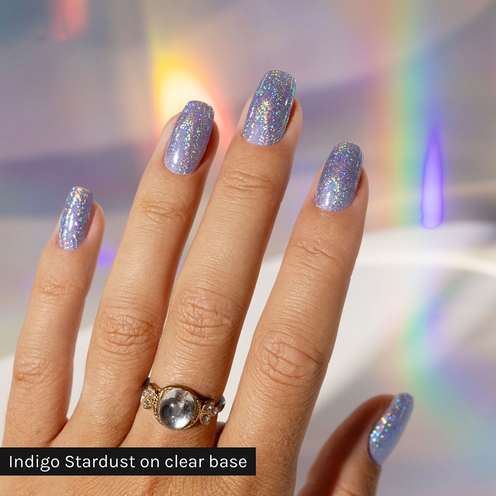 Gelous Indigo Stardust Chrome Powder - photographed in Australia on model