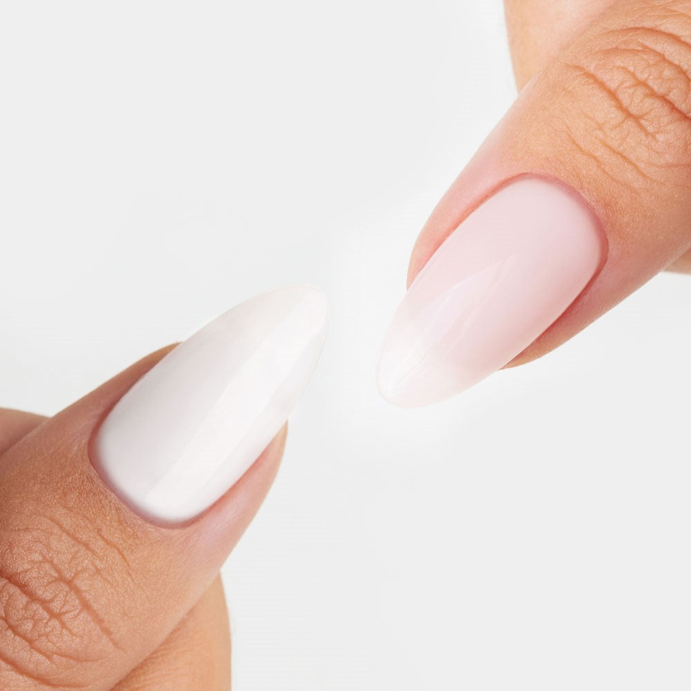 Gelous White Rubber Base Coat and Milky Pink Builder gel nail polish Duo - photographed in Australia