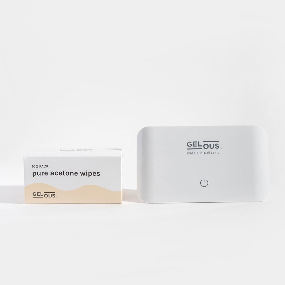 Gelous Gel Nail Polish Travel Lamp / Light and Pure Acetone Wipes Duo product photo - photographed in Australia