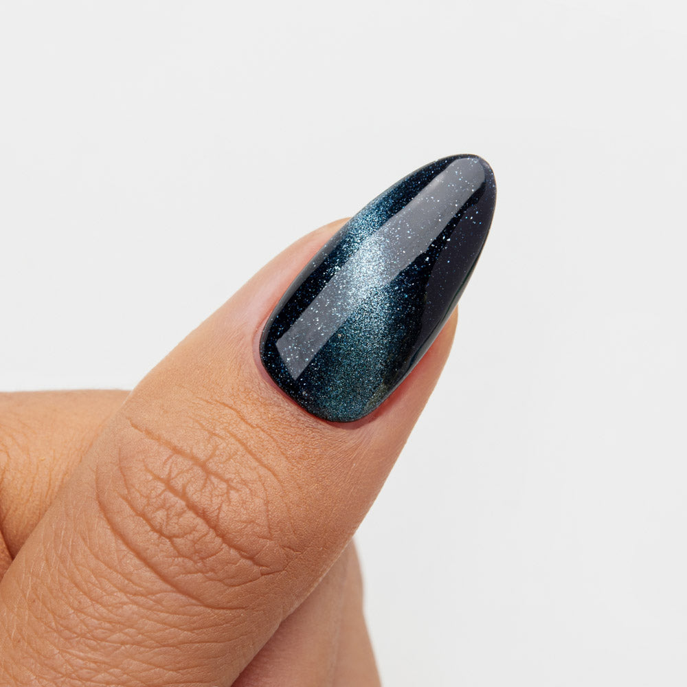 Gelous Fantasy Enchantment gel nail polish swatch on Black Out - photographed in Australia