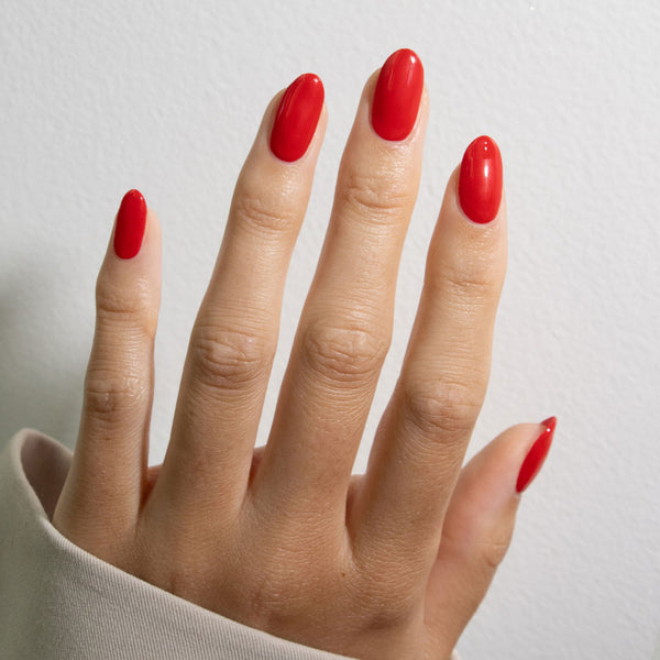 Gelous Red Sass gel nail polish - photographed in Australia on model