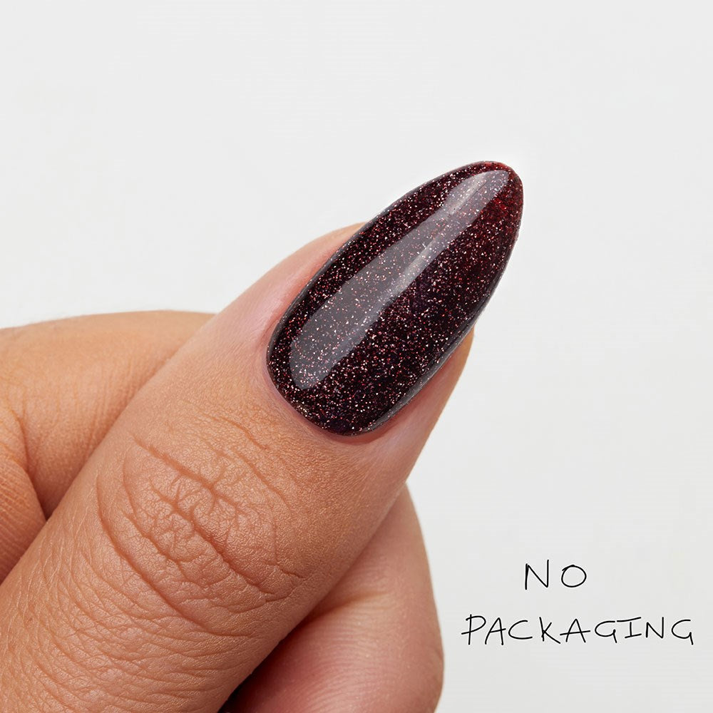 Gelous Imperfect Brown Glitter gel nail polish - photographed in Australia on model