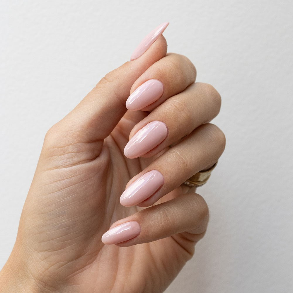 Gelous Imperfect Muted Pink gel nail polish - photographed in Australia on model