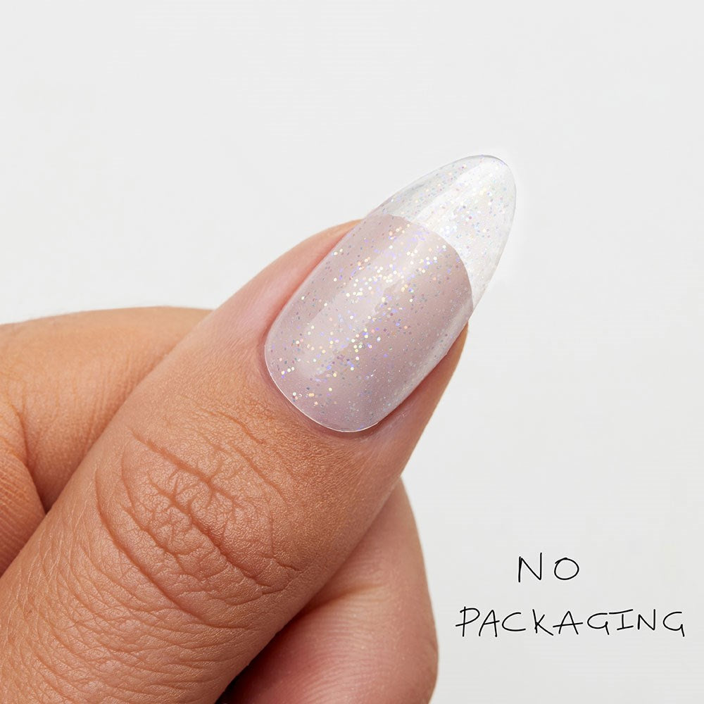 Gelous Imperfect Subtle Glitter Top Coat gel nail polish - photographed in Australia on model