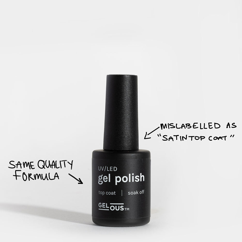 Gelous Imperfect Matte Top Coat gel nail polish on model - photographed in Australia