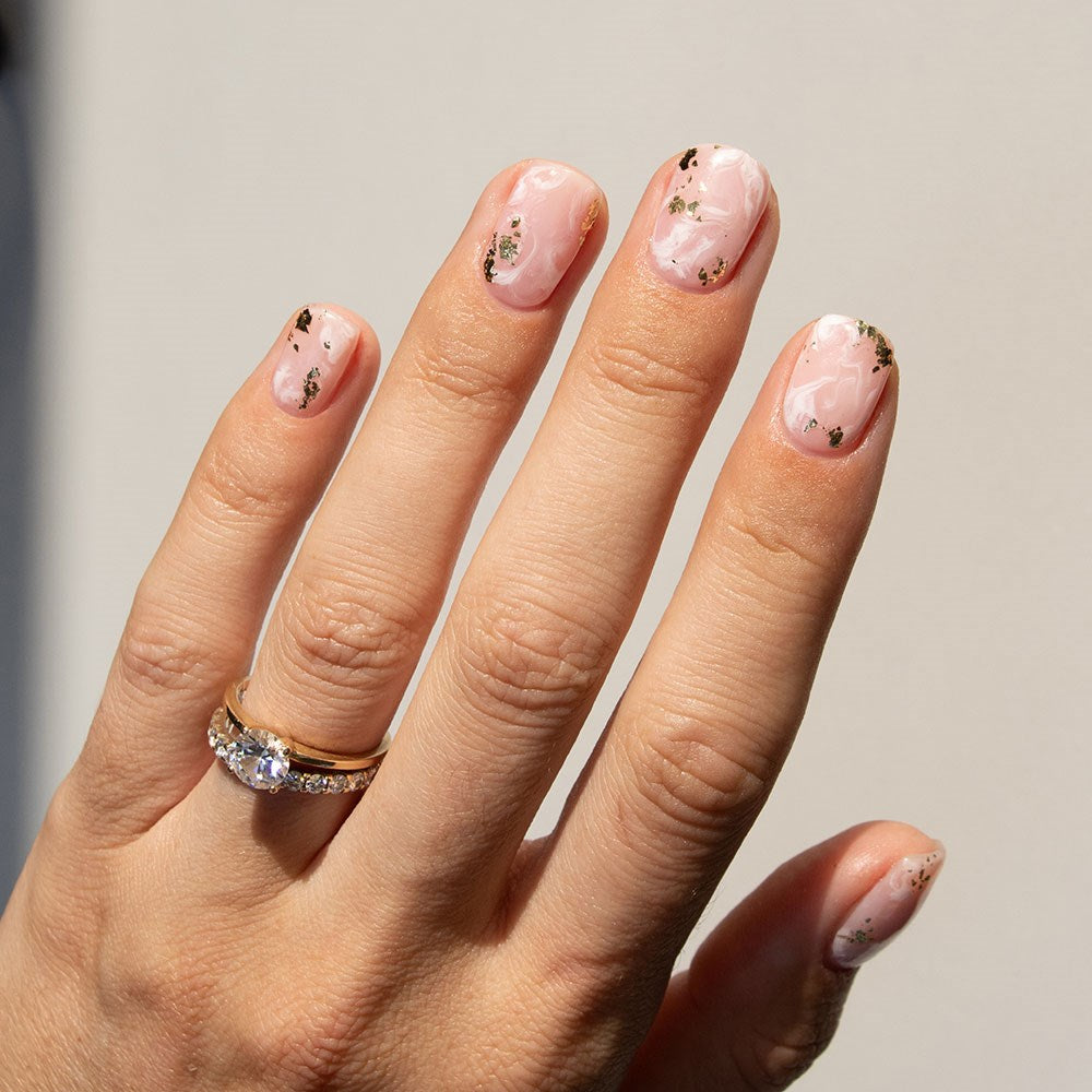 Gelous Gold Leaf Nail Art product photo - photographed in Australia on model