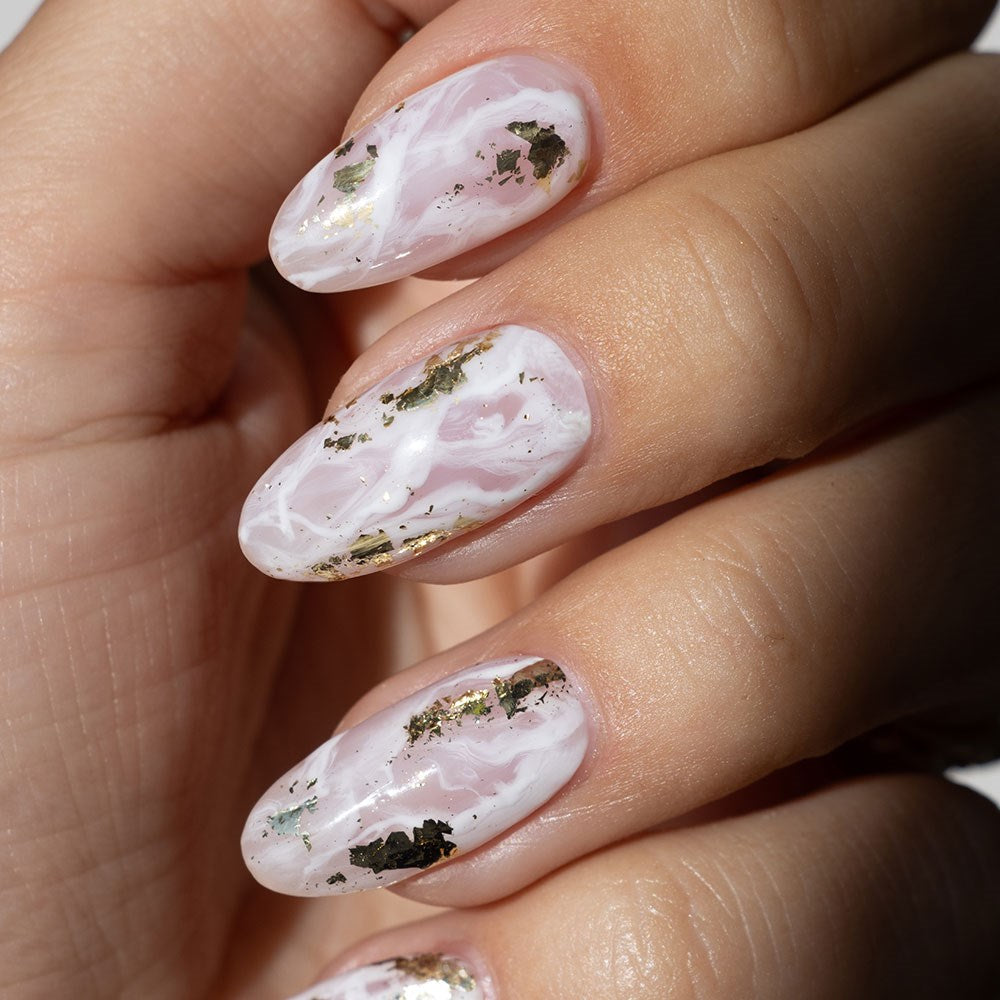 Gelous Gold Leaf Nail Art product photo - photographed in Australia on model