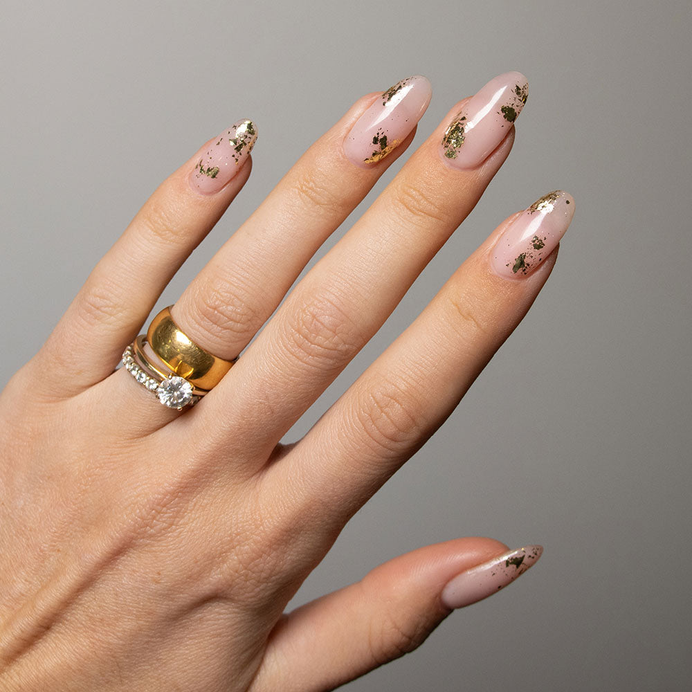 Gelous Gold Leaf Nail Art product photo - photographed in Australia on model