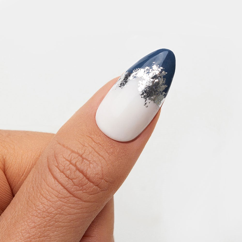 Gelous Silver Leaf Nail Art product photo - photographed in Australia on model