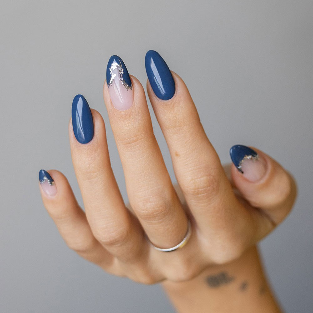 Gelous Silver Leaf Nail Art product photo - photographed in Australia on model