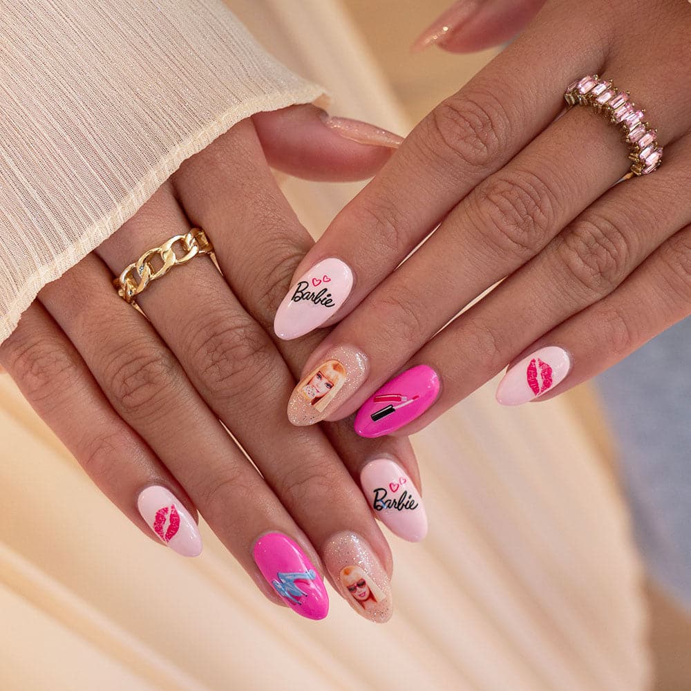 Gelous Barbie Nail Art Stickers - photographed in Australia on model