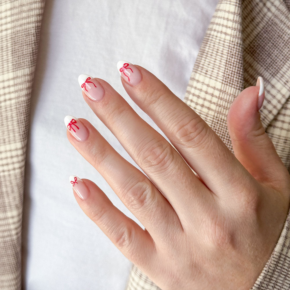 Gelous Red Bows Nail Art Stickers product photo - photographed in Australia on model