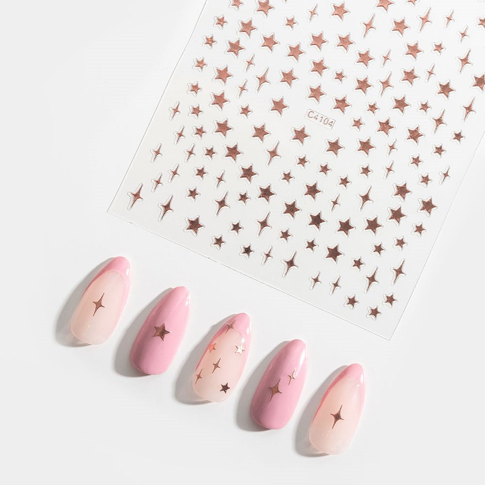 Gelous Rose Gold Star Nail Art Stickers product photo - photographed in Australia