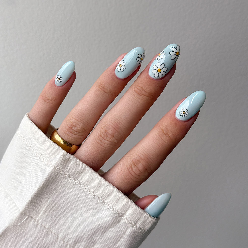 Gelous Daisy Nail Art Stickers product photo - photographed in Australia on model