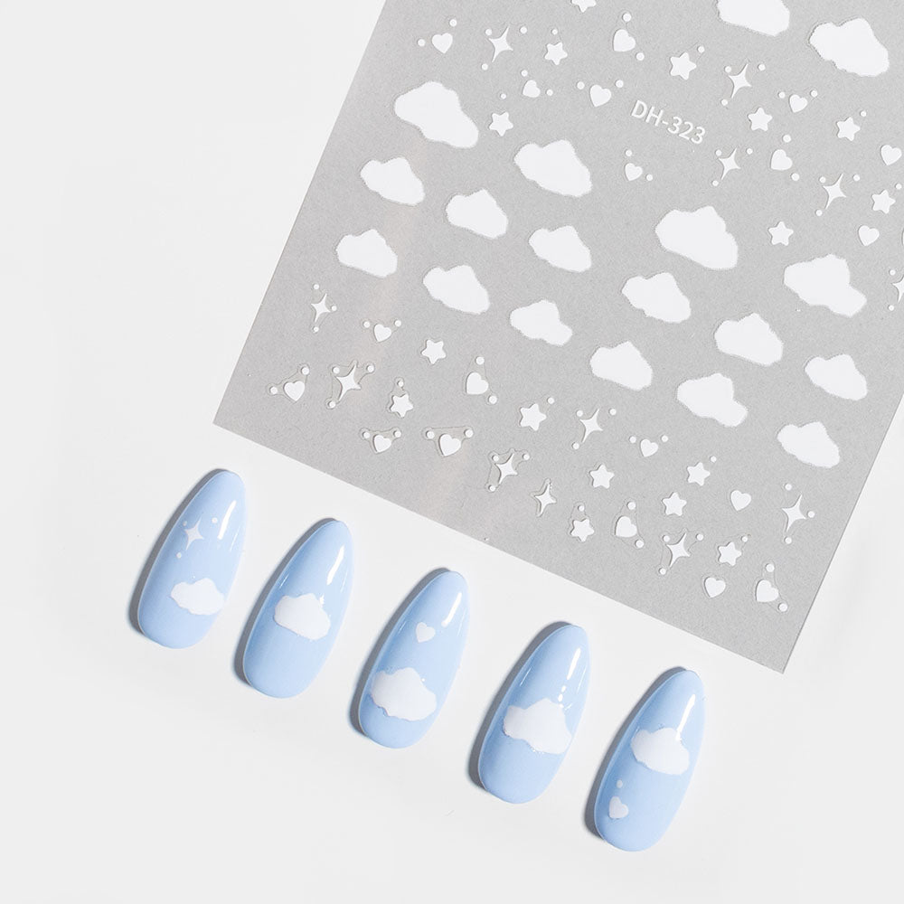 Gelous White Clouds Nail Art Stickers product photo - photographed in Australia