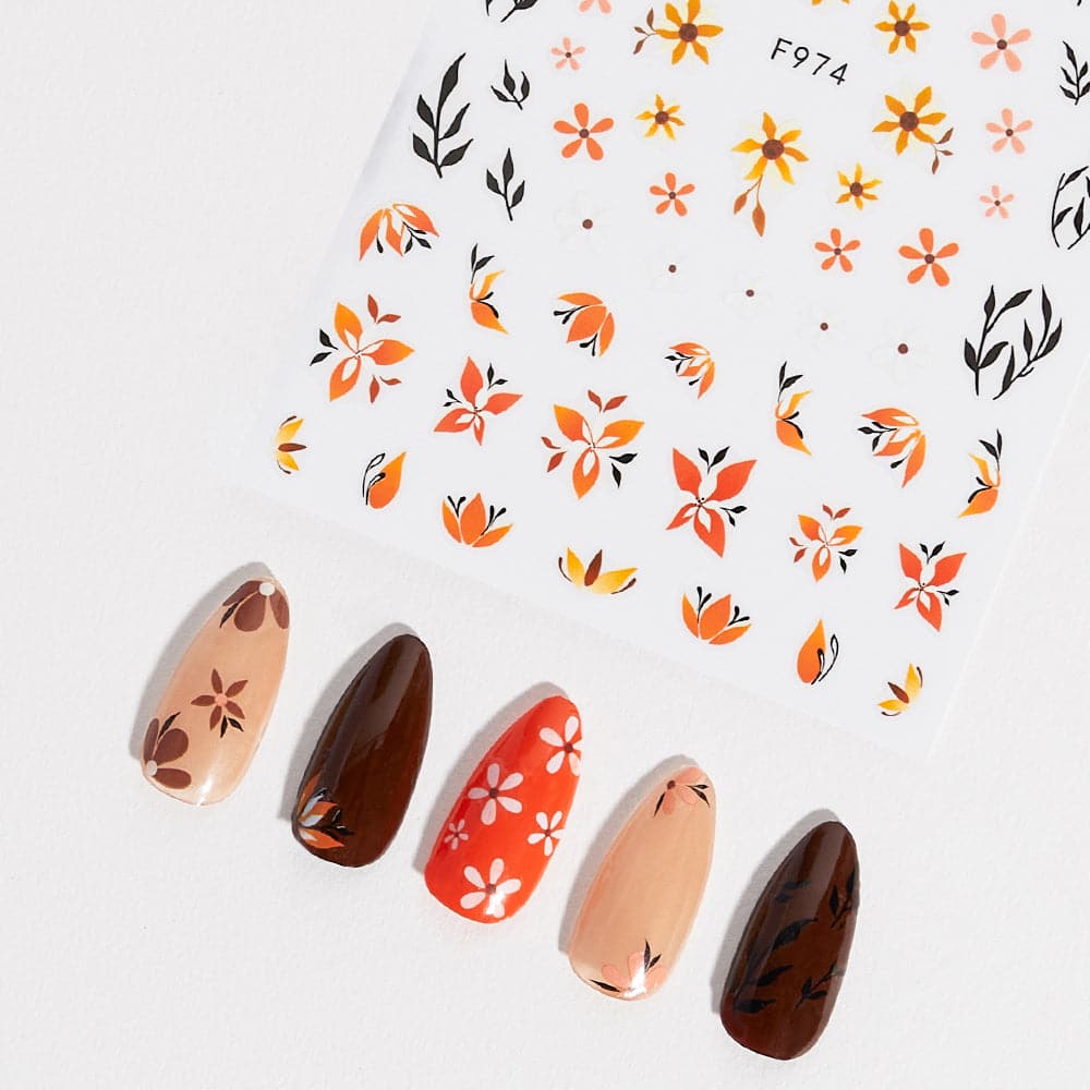 Gelous Flowers in the Fall Nail Art Stickers product photo - photographed in Australia