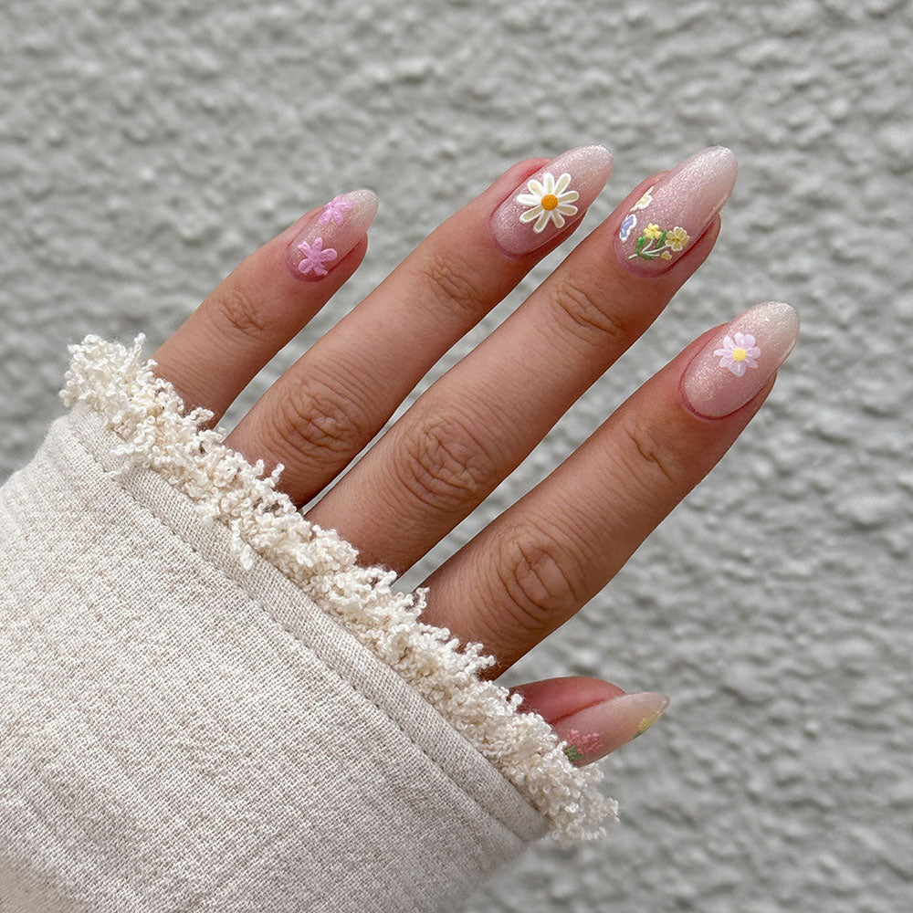 Gelous Pastel Flower Nail Art Stickers product photo - photographed in Australia on model