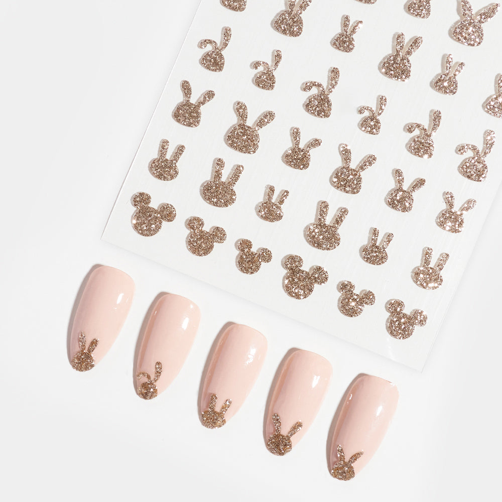 Gelous Gold Glitter Bunny Nail Art Stickers product photo - photographed in Australia