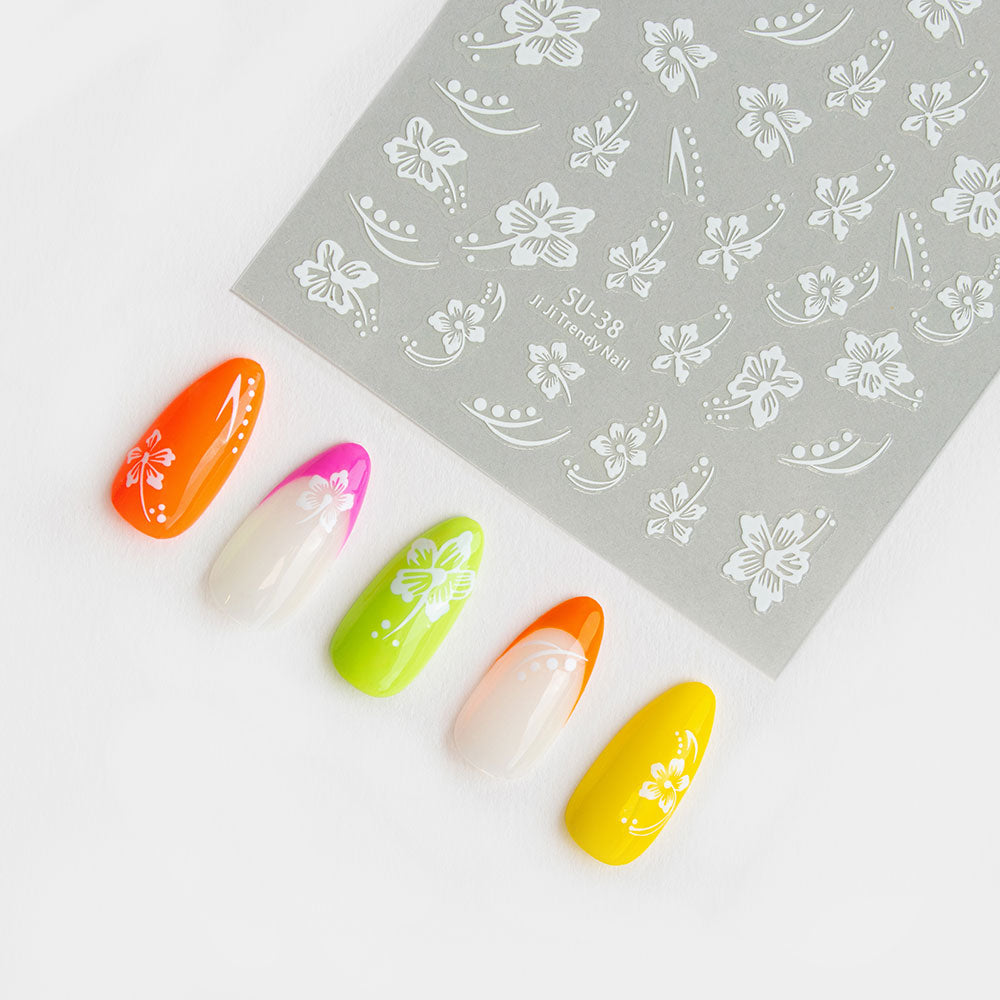 Gelous White Hibiscus Nail Art Stickers product photo - photographed in Australia