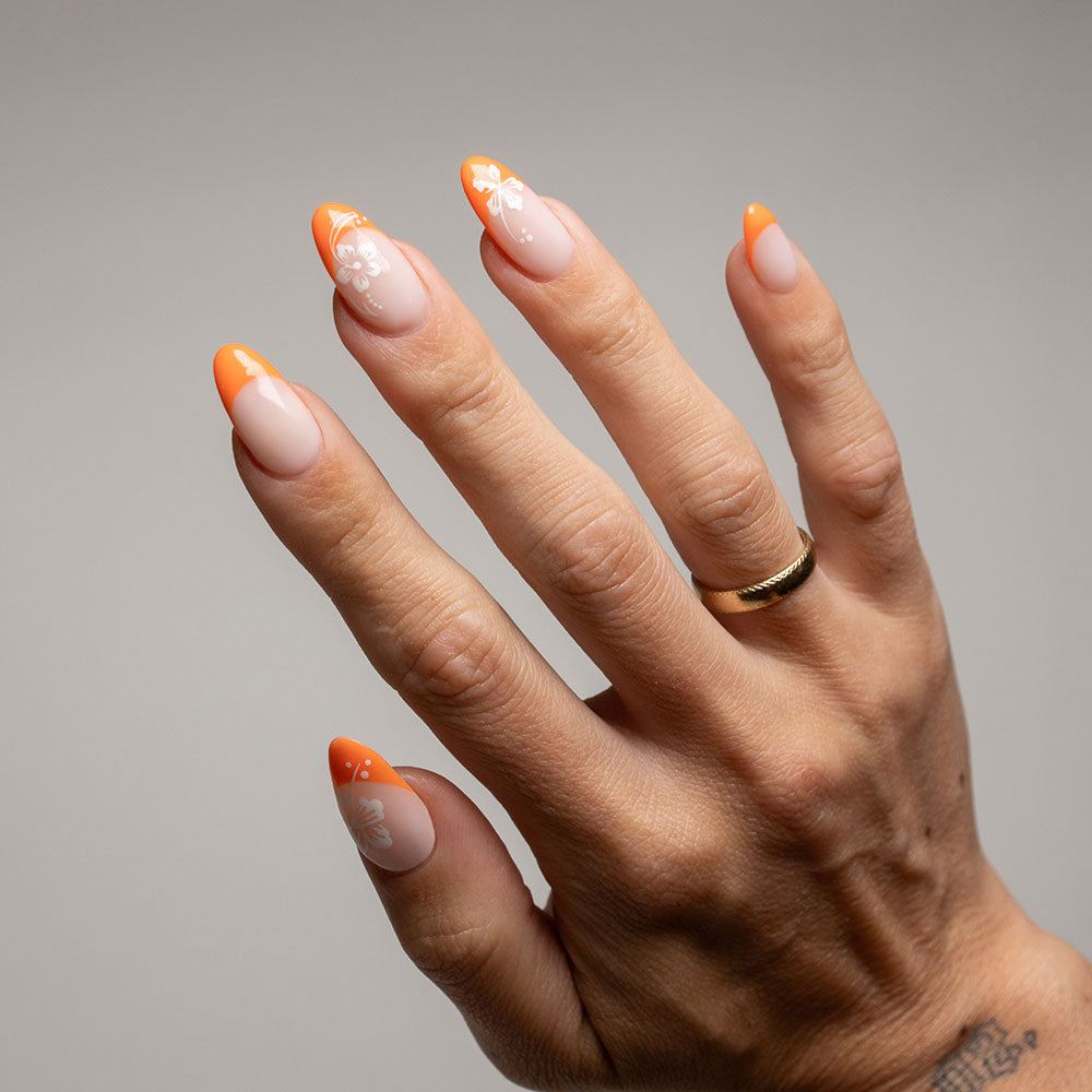 Gelous White Hibiscus Nail Art Stickers product photo - photographed in Australia on model