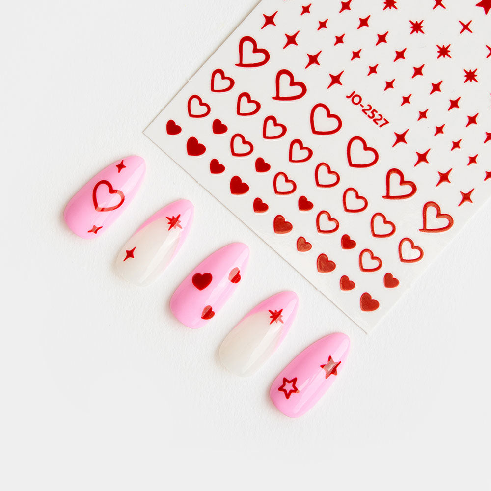 Gelous Red Hearts and Stars Nail Art Stickers product photo - photographed in Australia