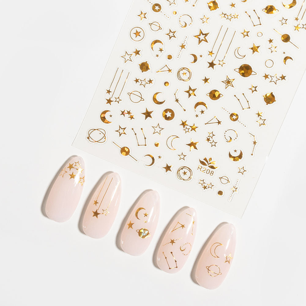 Gelous Gold Space Nail Art Stickers product photo - photographed in Australia