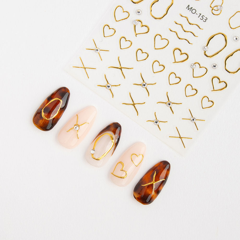 Gelous Gold Shapes Nail Art Stickers product photo - photographed in Australia