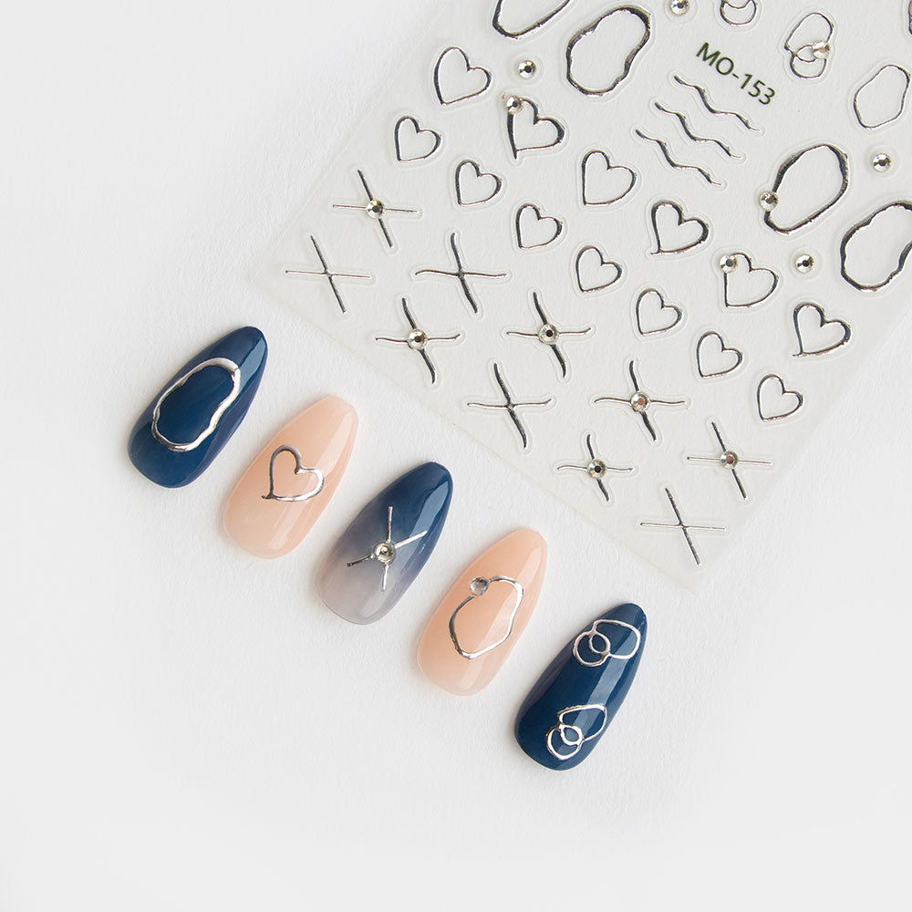 Gelous Silver Shapes Nail Art Stickers product photo - photographed in Australia