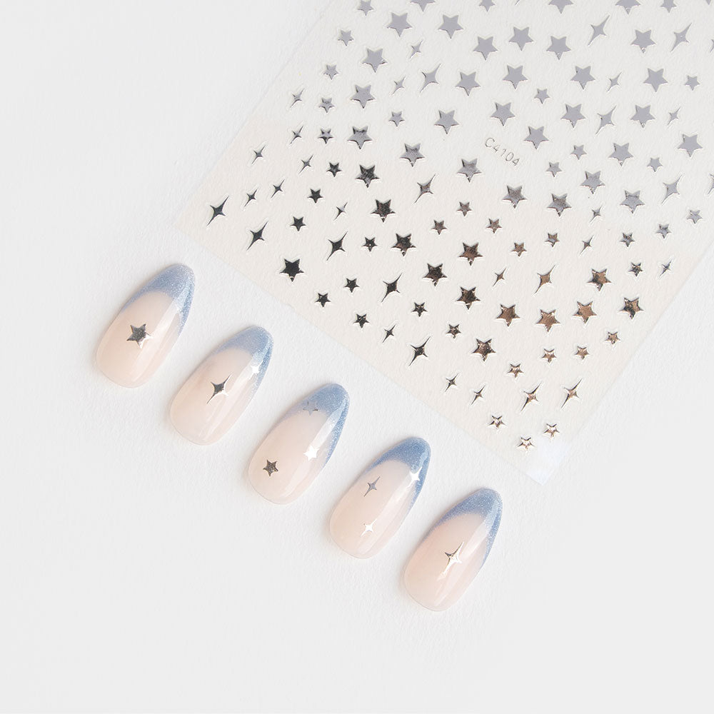 Gelous Silver Star Nail Art Stickers product photo - photographed in Australia