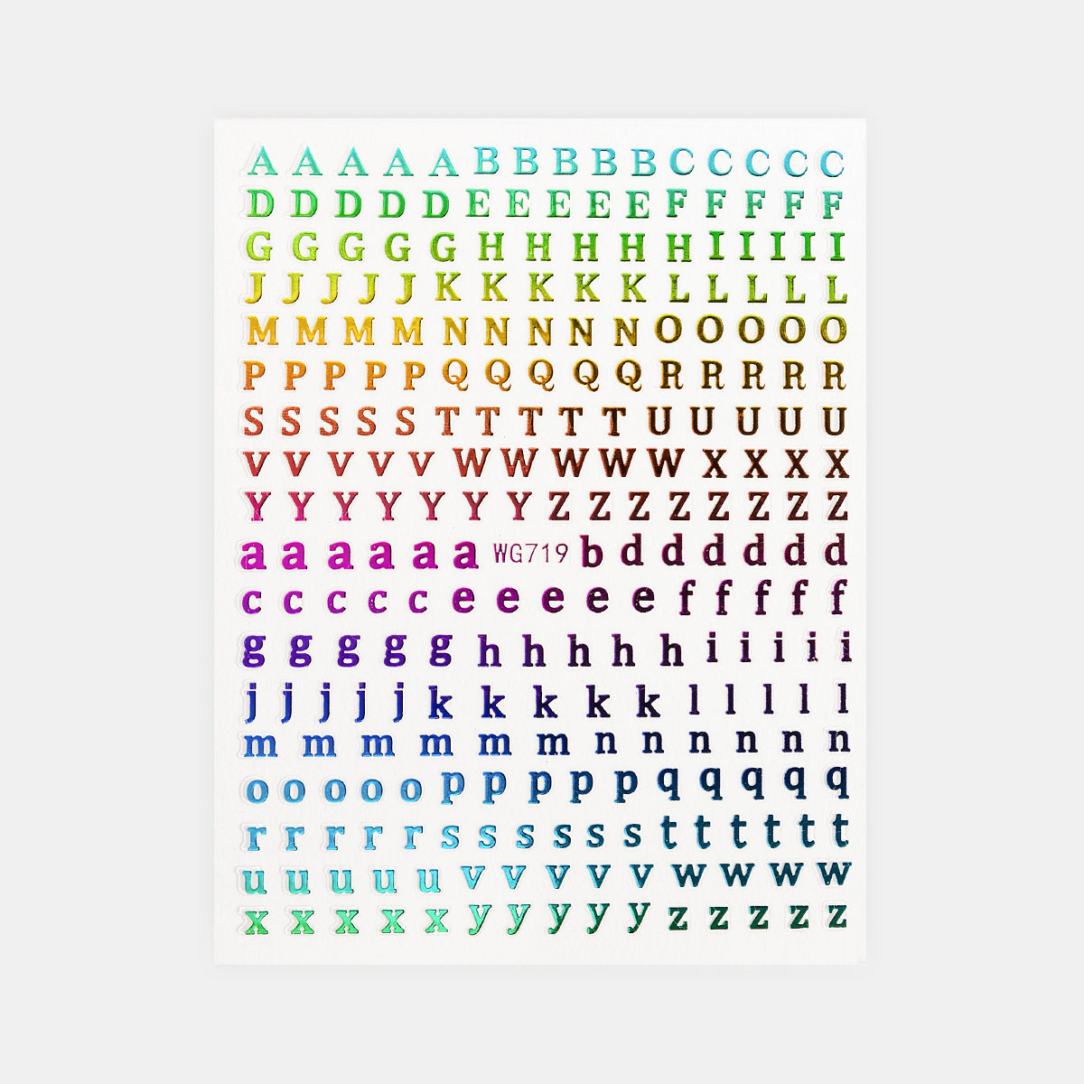 Gelous Rainbow Letters Nail Art Stickers product photo - photographed in Australia