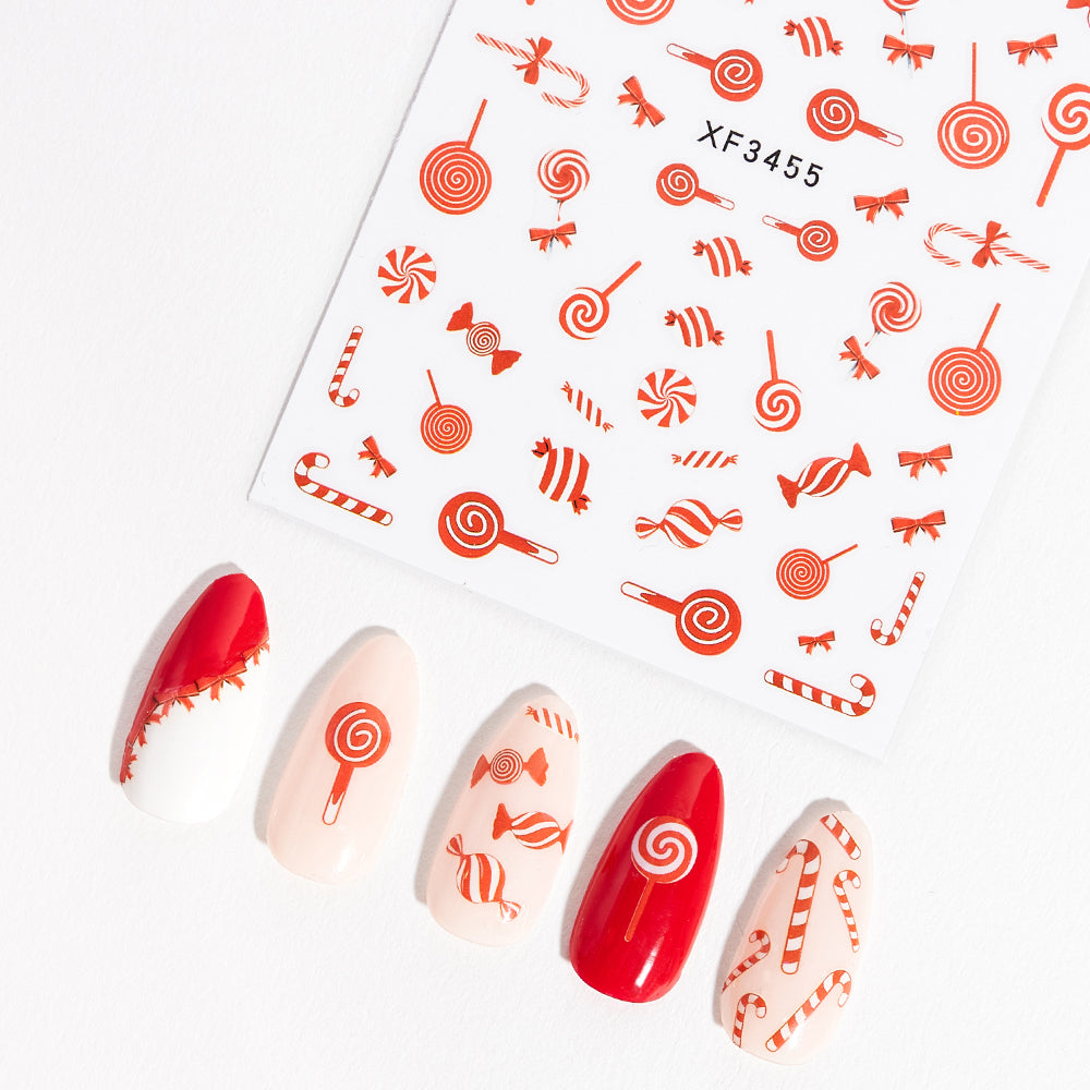 Gelous Candy Cane Nail Art Stickers - photographed in Australia