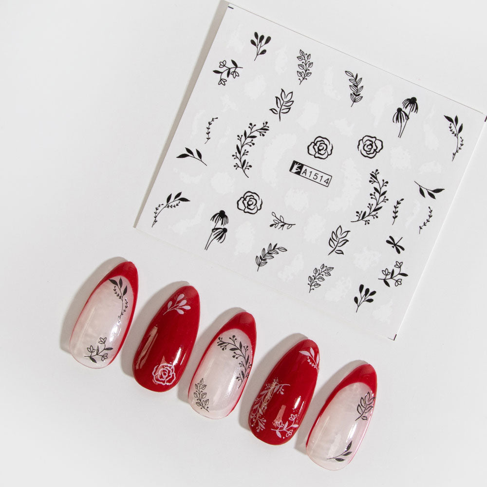 Gelous Black & White Meadow Water Nail Transfers product photo - photographed in Australia