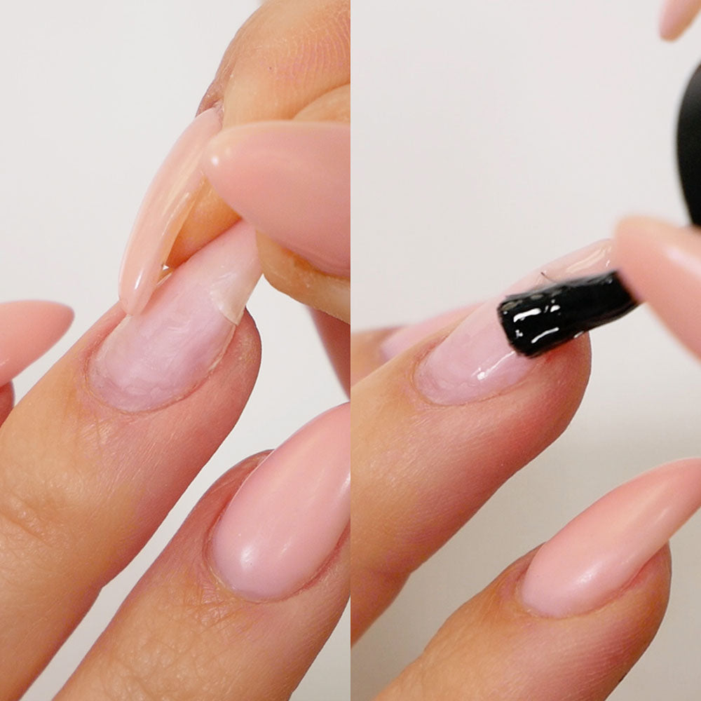 Using Gelous UV/LED Fibre Nail Repair Glue to fix a broken nail - photographed in Australia