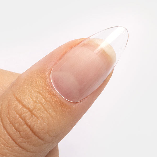 Gelous Long Almond Nail Tips applied on model in Australia