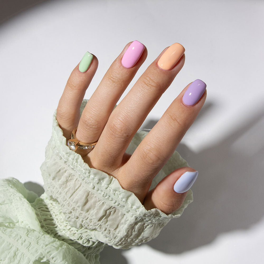 Gelous Soft Pastel gel nail polish pack - photographed in Australia on model