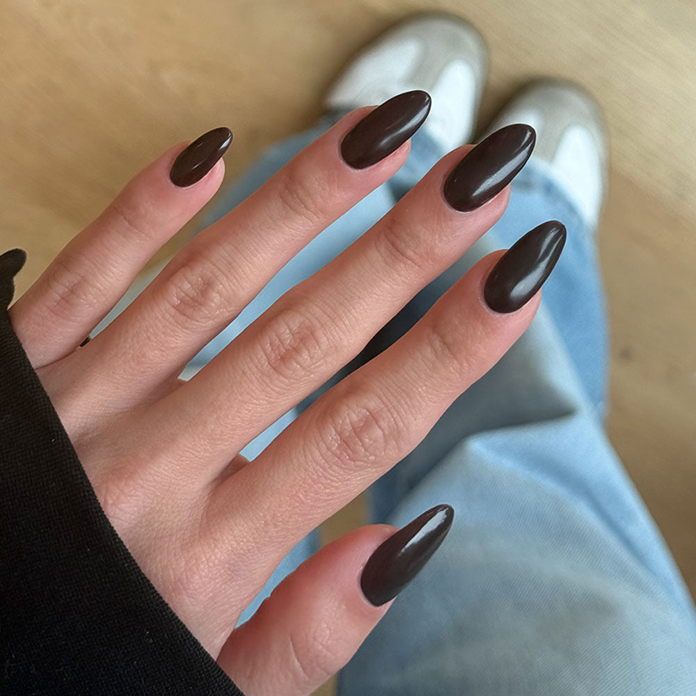 Gelous Satin Top Coat gel nail polish on model - photographed in Australia