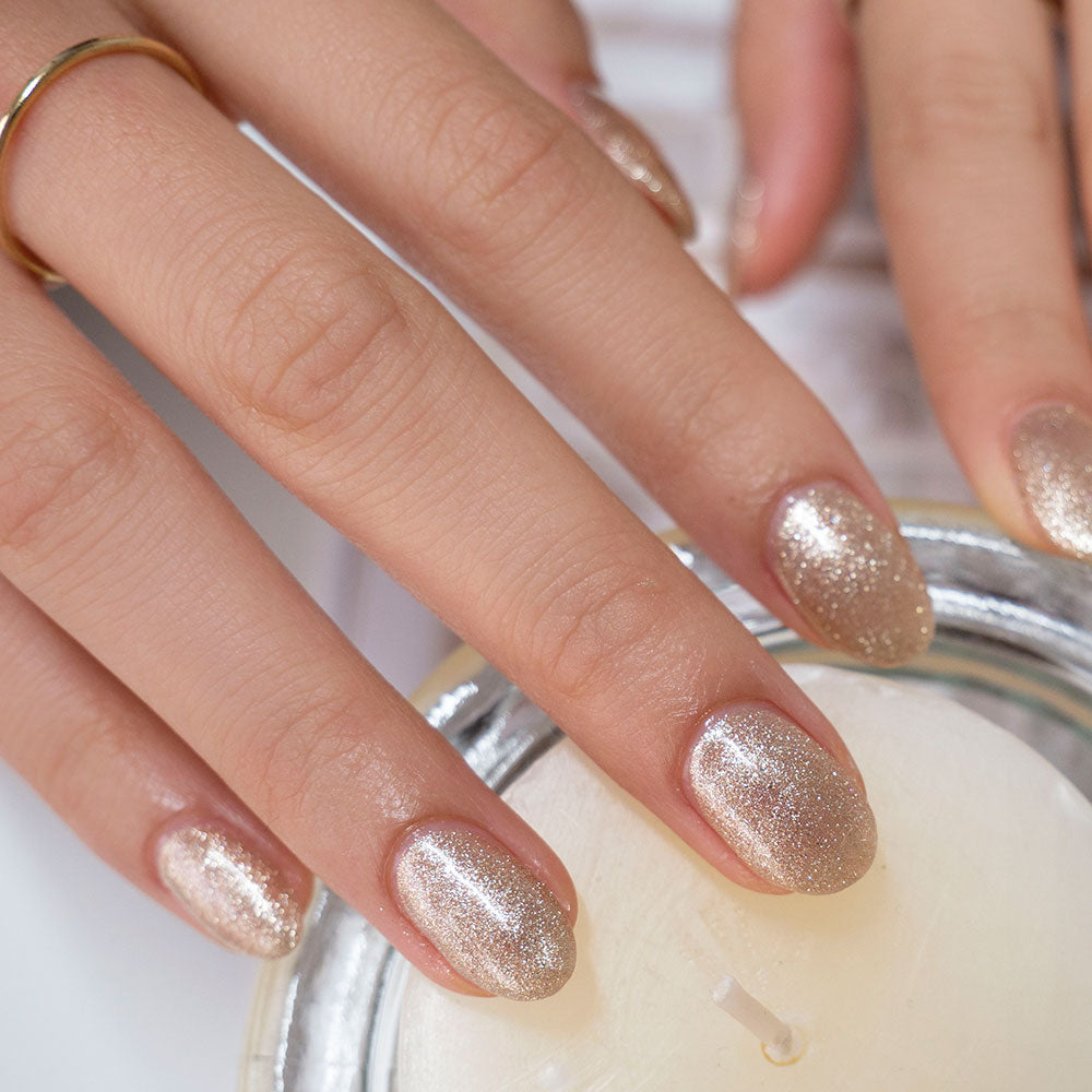 Gelous Champagne Showers gel nail polish - photographed in Australia on model