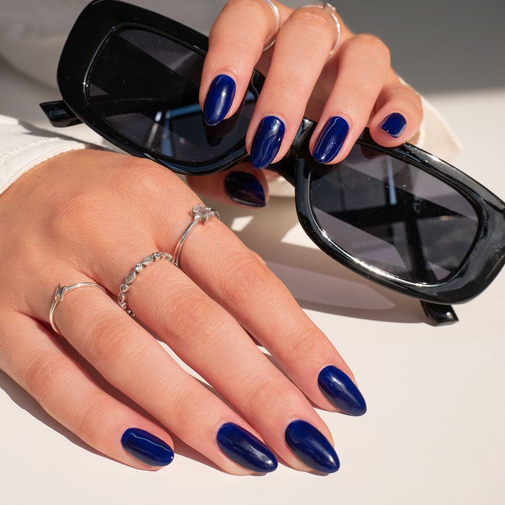 Gelous Into the Blue gel nail polish - photographed in Australia on model
