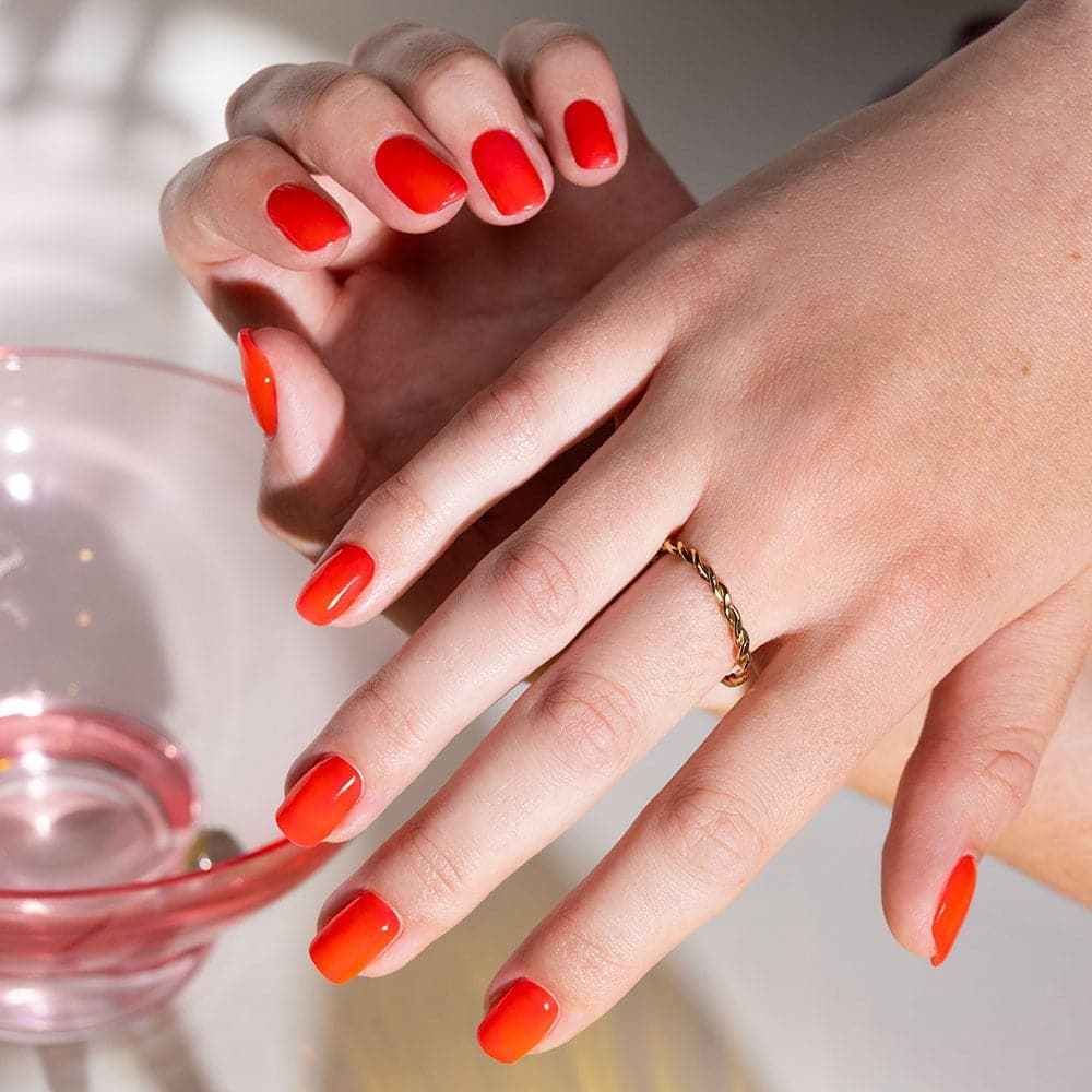 Gelous Watermelon Jelly gel nail polish - photographed in Australia on model