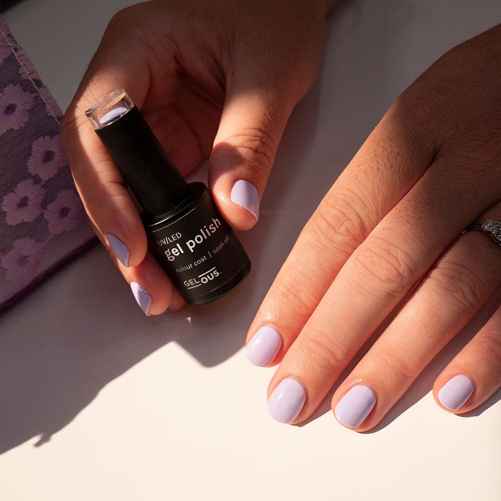 Gelous Lavender Whisper gel nail polish - photographed in Australia on model