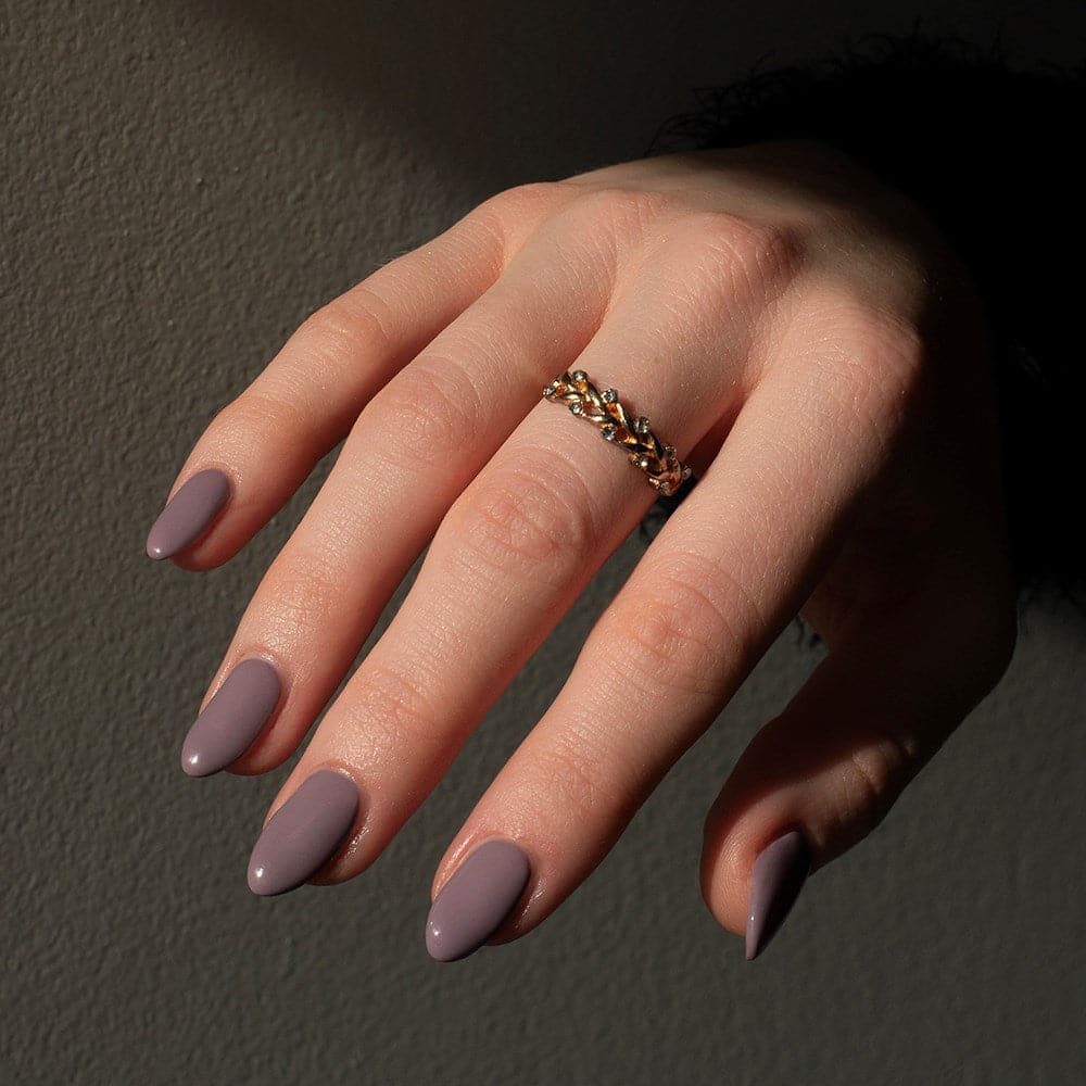 Gelous Moody in Mauve gel nail polish - photographed in Australia on model