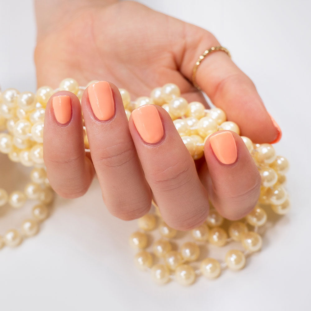 Gelous Orange Sherbet gel nail polish - photographed in Australia on model