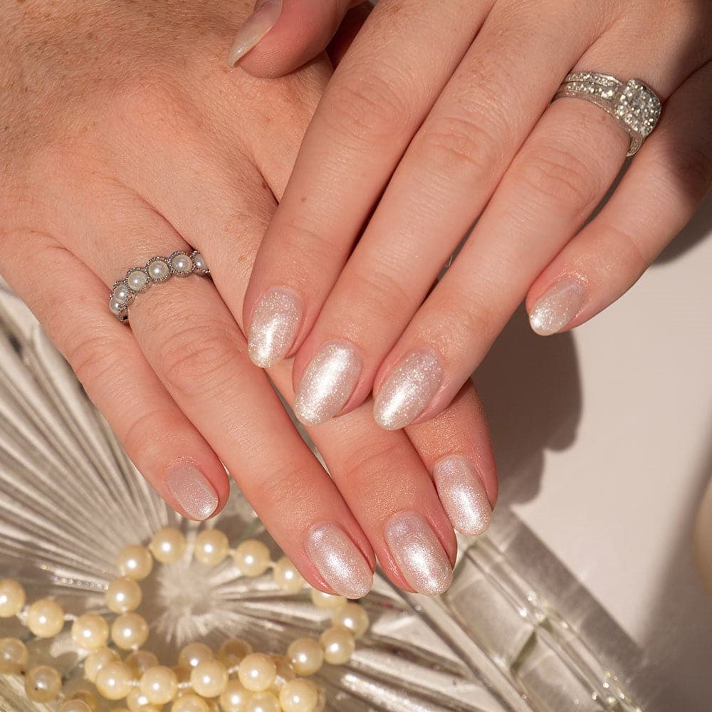 Gelous Pearlescent Moonstone gel nail polish - photographed in Australia on model