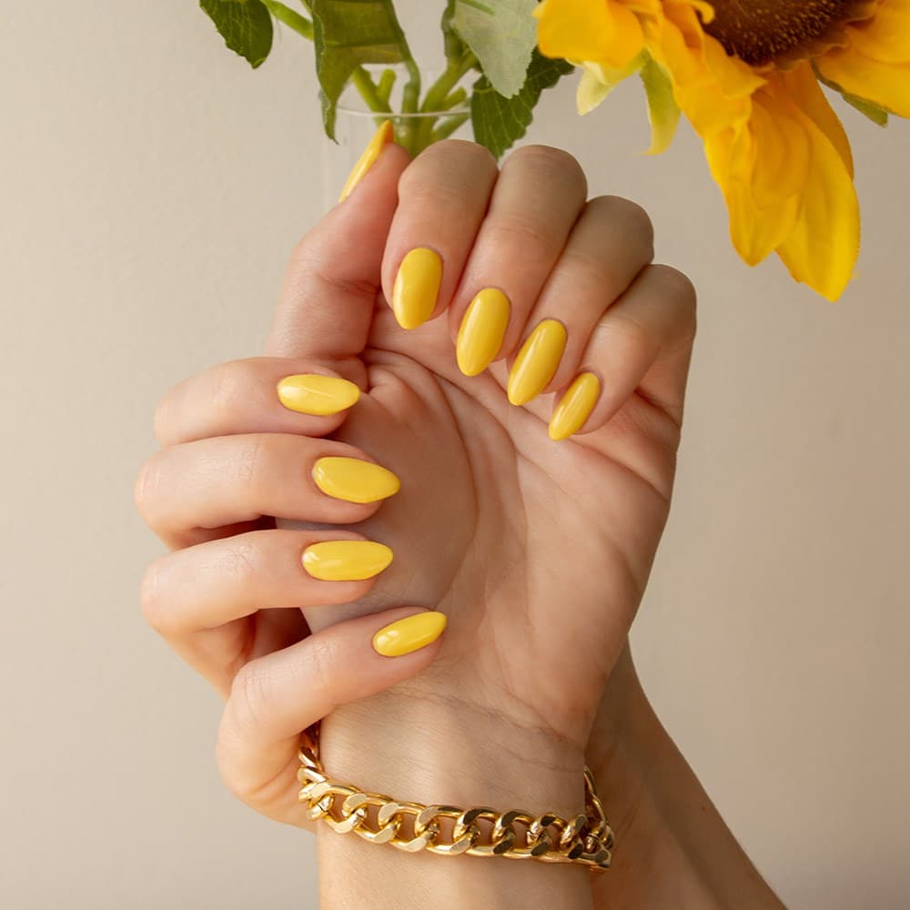 Gelous Sunflower gel nail polish - photographed in Australia on model