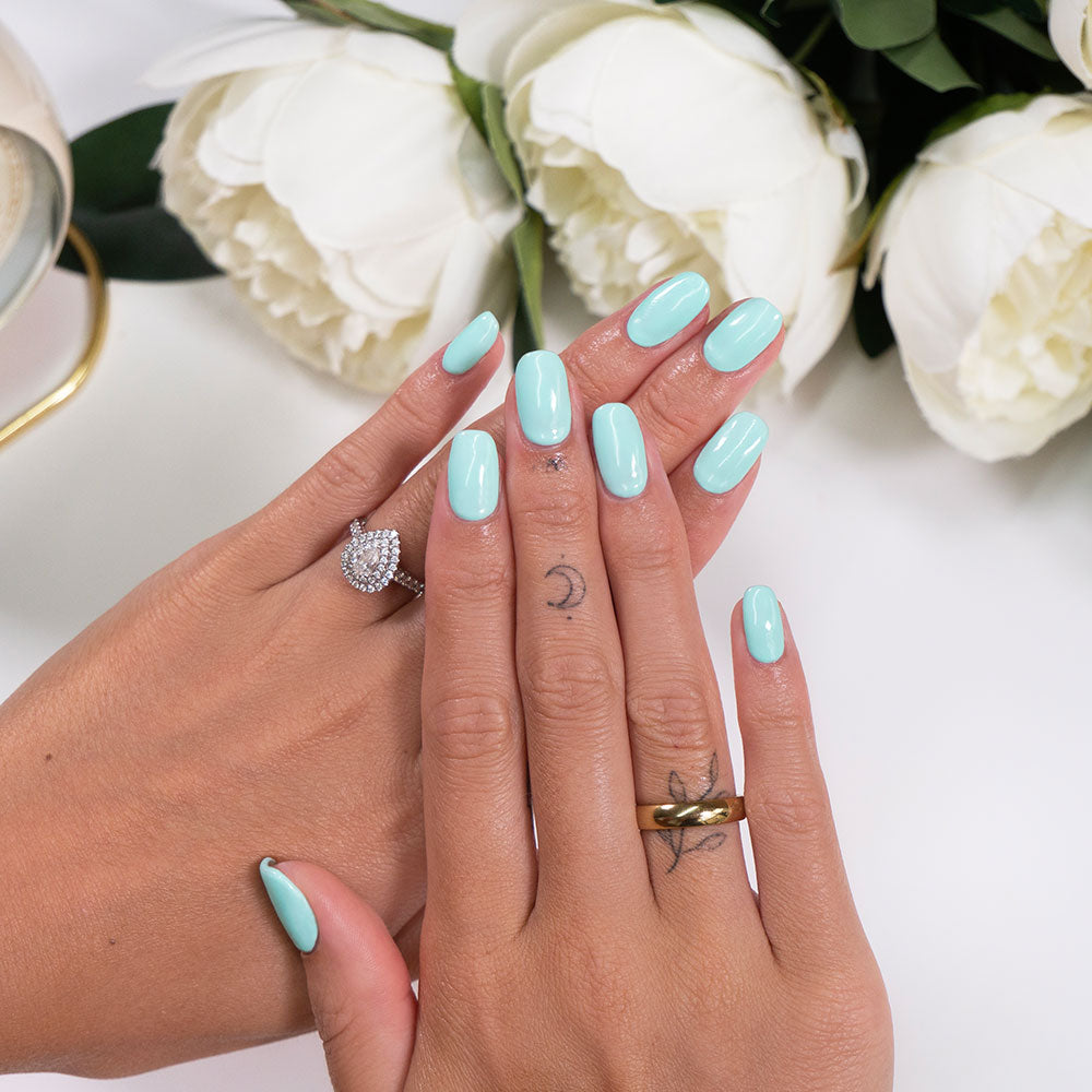Gelous Tiffany Blues gel nail polish - photographed in Australia on model