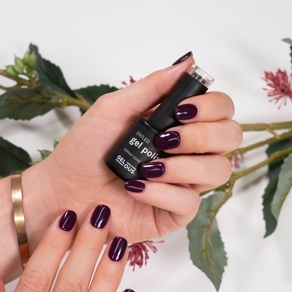 Gelous Vampy Purple gel nail polish - photographed in Australia on model