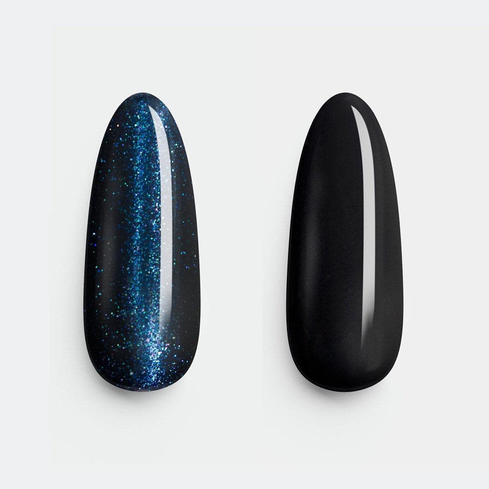 Gelous Fantasy Time Traveller and Black Out gel nail polish swatch - photographed in Australia
