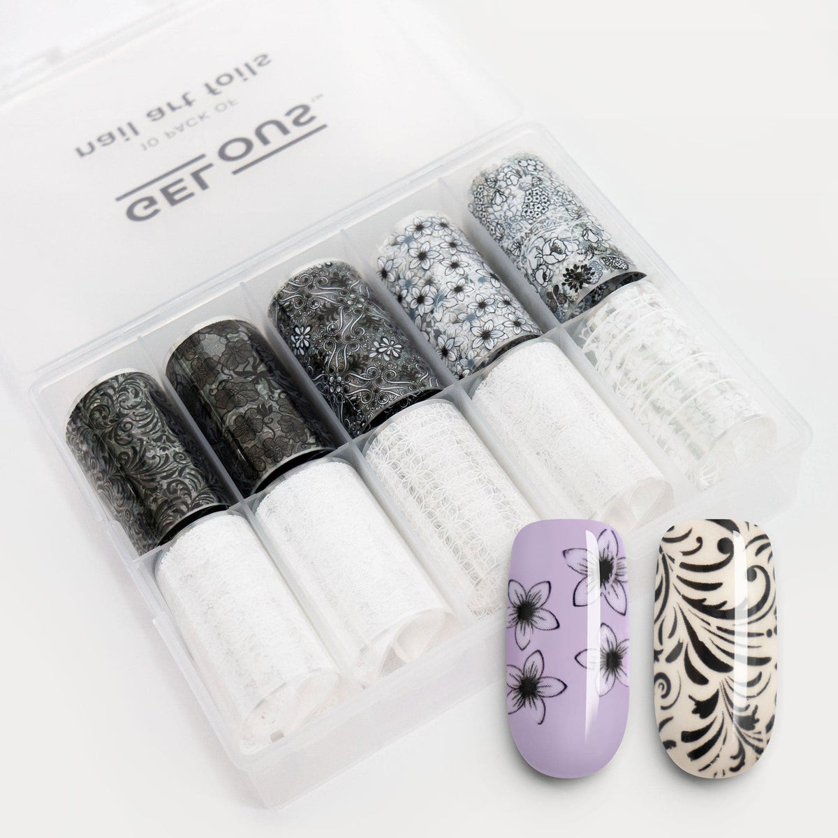 Gelous Black &amp; White Patterned Nail Foils product photo - photographed in Australia