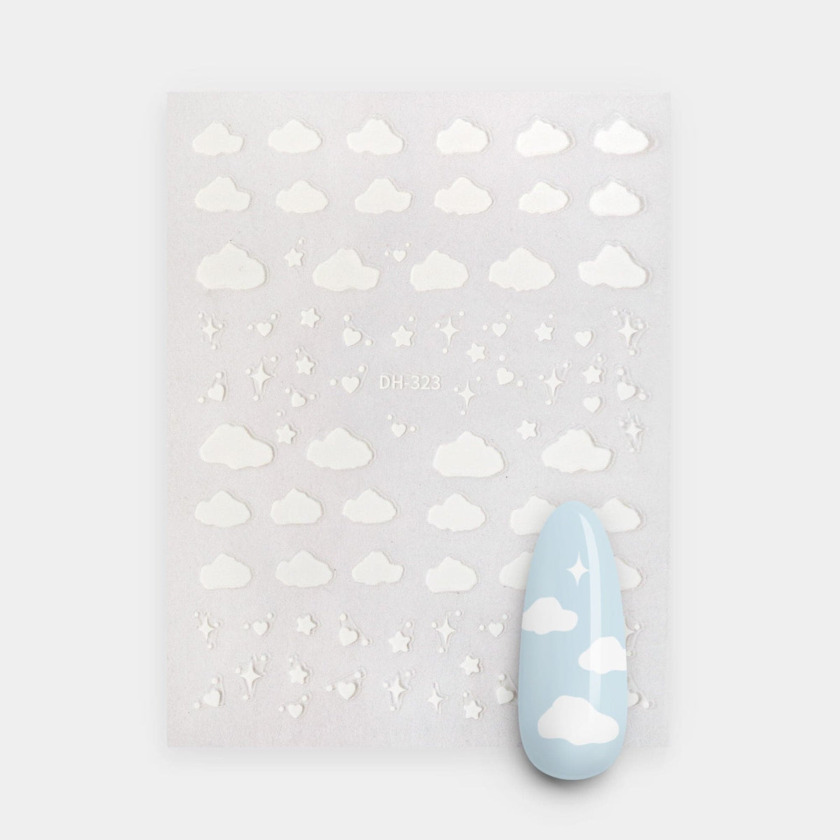 Gelous White Clouds Nail Art Stickers product photo - photographed in Australia