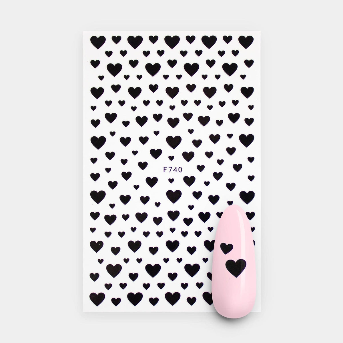 Gelous Black Hearts Nail Art Stickers product photo- photographed in Australia